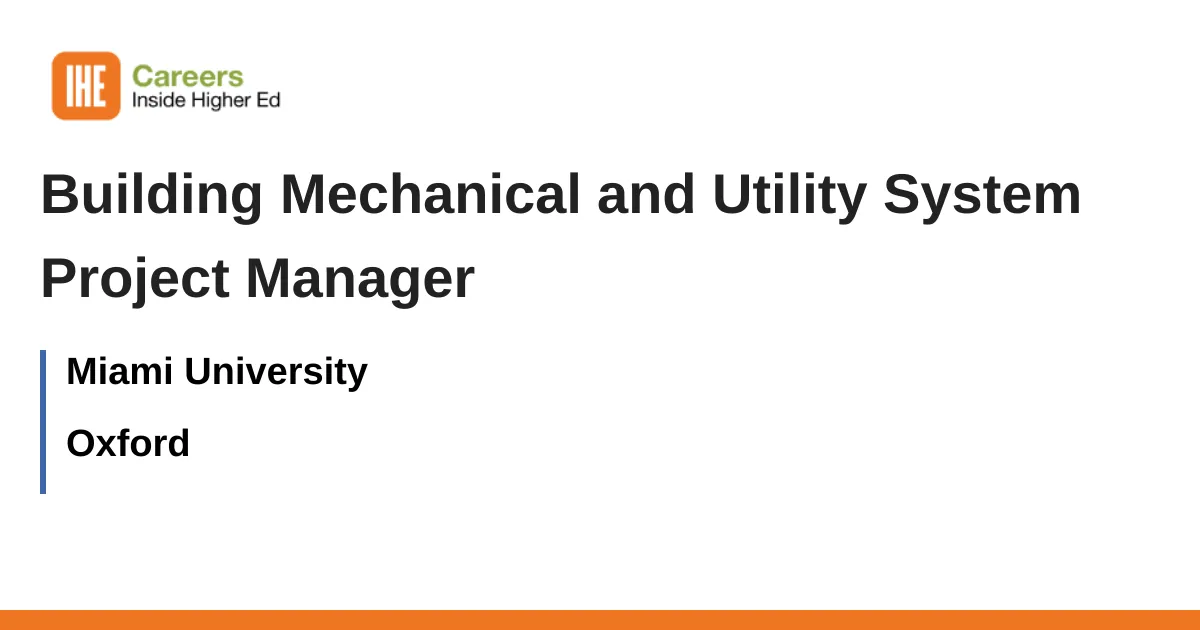 Building Mechanical and Utility System Project Manager job with Miami ...