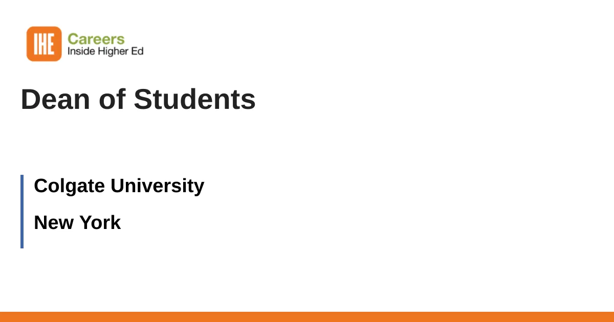 Dean of Students job with Colgate University | 3556876