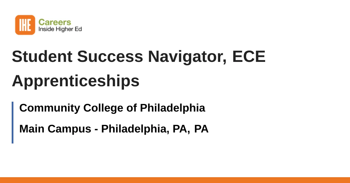 Student Success Navigator, ECE Apprenticeships job with Community ...