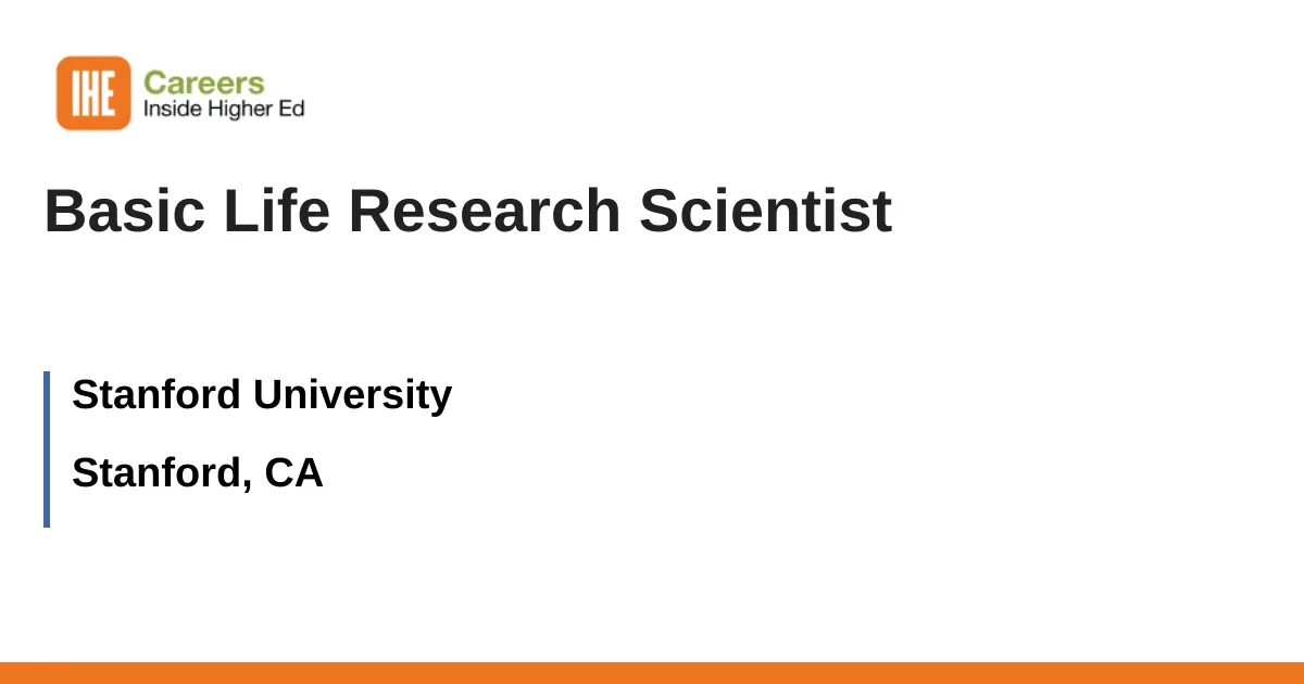 Basic Life Research Scientist job with Stanford University | 3564671