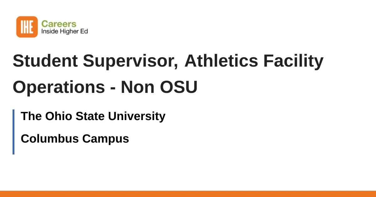 Cv Making Student Student Supervisor, Athletics Facility Operations - Non OSU job with ...
