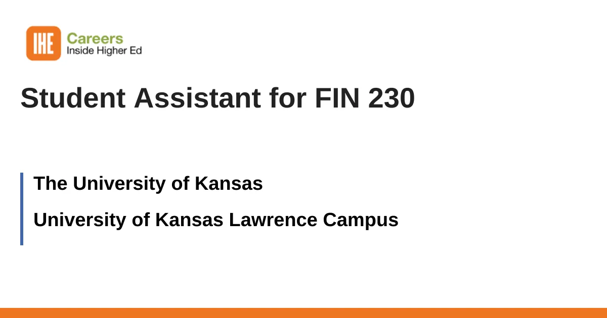 Finning Rentals Student Assistant for FIN 230 job with The University of Kansas | 3566024